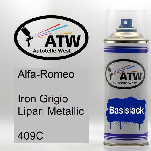 Alfa-Romeo, Iron Grigio Lipari Metallic, 409C: 400ml Sprühdose, von ATW Autoteile West.